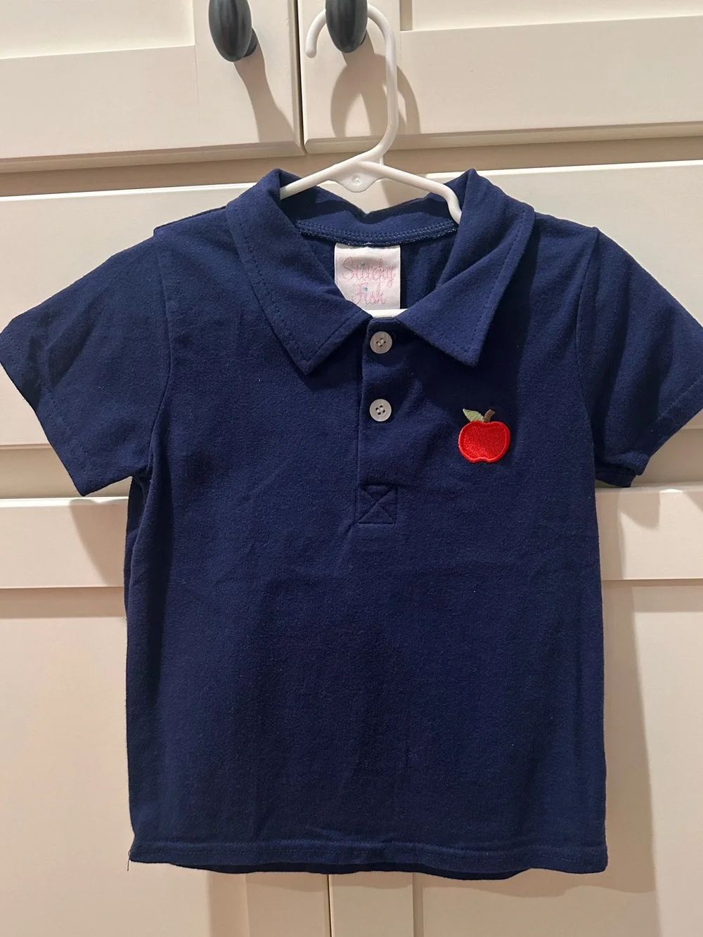 Navy Apple Patch Polo Shirt for Kids